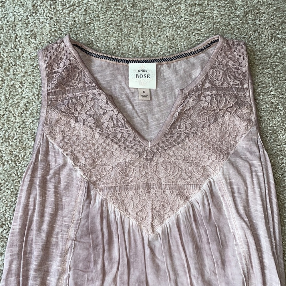 Knox Rose Women's Peasant Tank Top with Lacy Embroidery - Size S